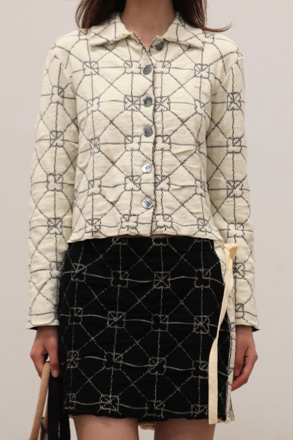 YANYAN KNITS JUNE Mini Wrap Skirt/Shrunk Work Jacket YYK-YYW24-1622-IVORY Jacket
